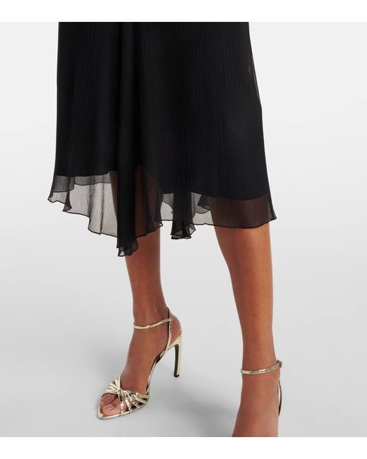 Victoria Beckham Black Silk Chiffon Midi Skirt
