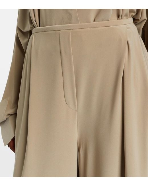 Norma Kamali Natural Pleated Wide-Leg Pants