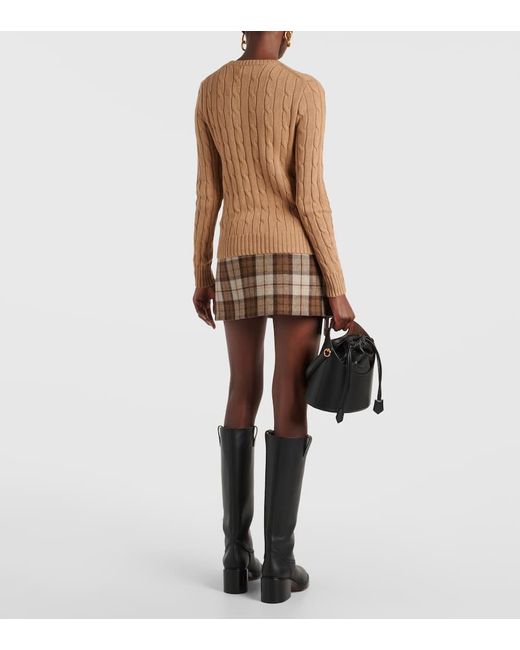 Maglia a trecce in lana e cashmere di Polo Ralph Lauren in Brown