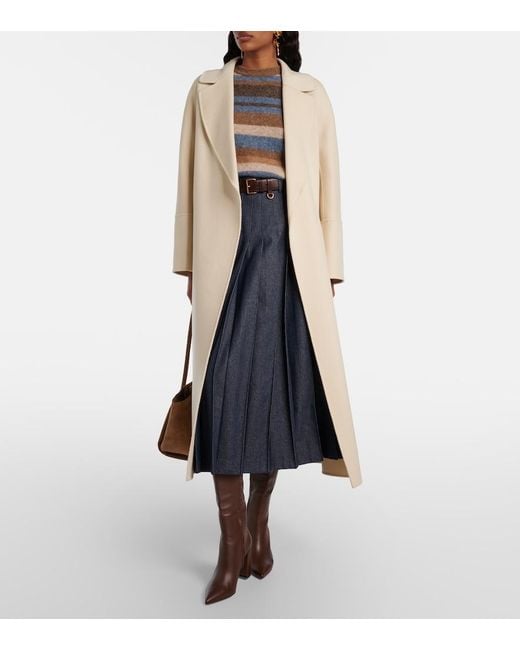 Max Mara Natural Elisa Virgin Wool Wrap Coat