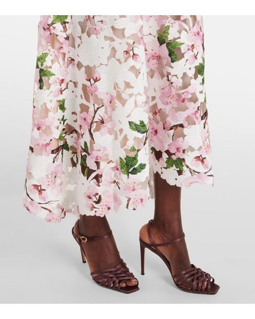 Oscar de la Renta White Floral Lace Cocktail Dress