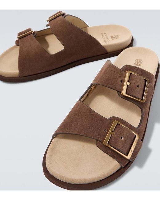 Brunello Cucinelli Brown Suede Sandals for men