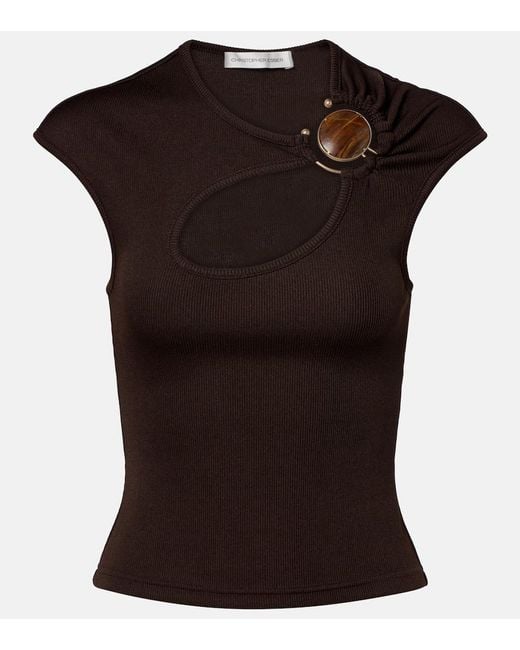 Christopher Esber Black Cutout Gathered Top