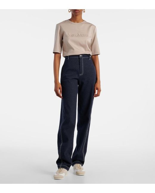 Max Mara Blue Zibello High-Rise Straight Jeans