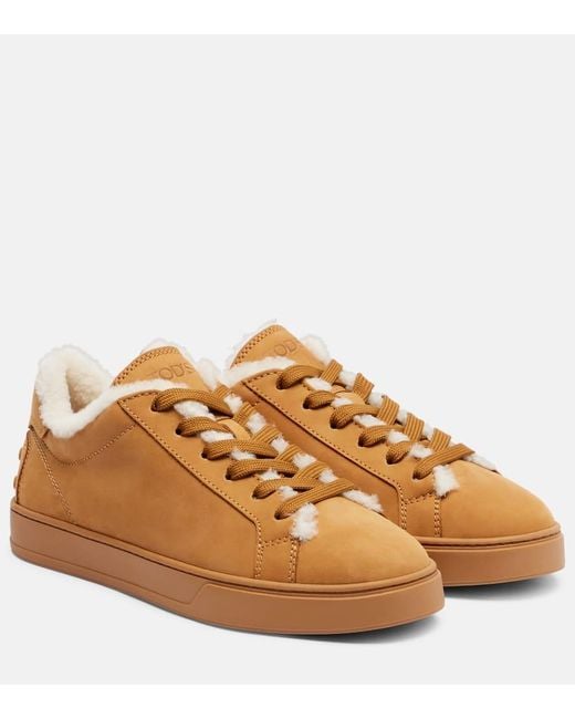 Tod's Brown Classic Shearling-Lined Suede Sneakers