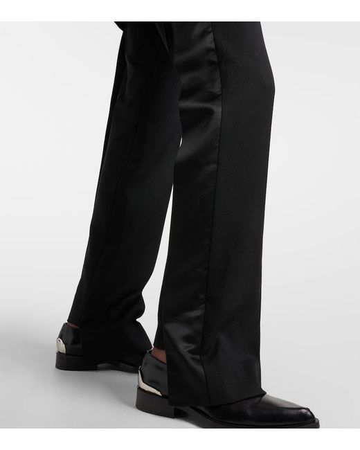 Pantalones Rectos En Mezcla De Lana Victoria Beckham de color Black