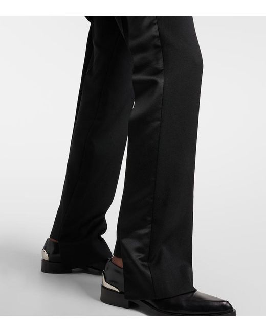 Pantalones rectos en mezcla de lana Victoria Beckham de color Black