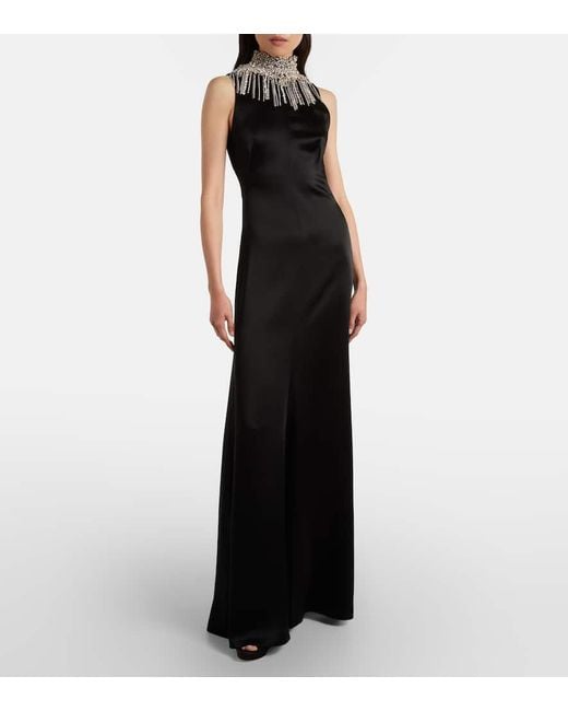 Alexander McQueen Black Embellished Open-Back Gown