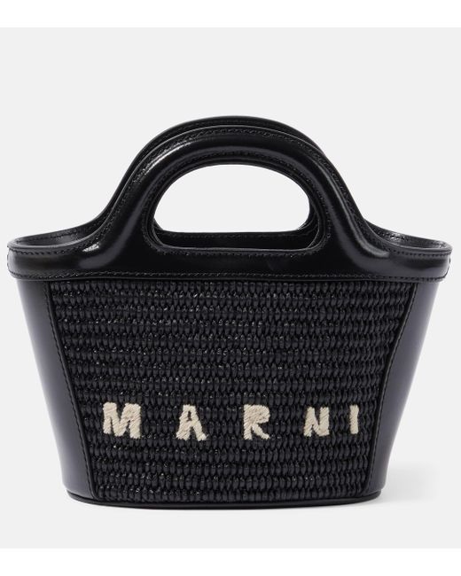 Marni Black Tropicalia Micro Raffia-effect Tote Bag