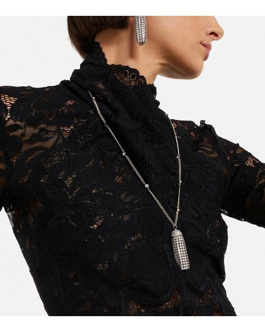 Rabanne Metallic Crystal-Embellished Pendant Necklace