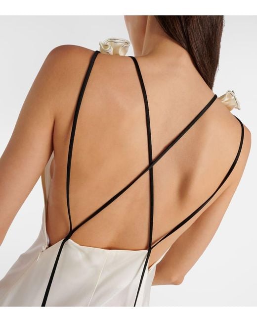 Victoria Beckham White Gathered Open-Back Crepe Satin Gown
