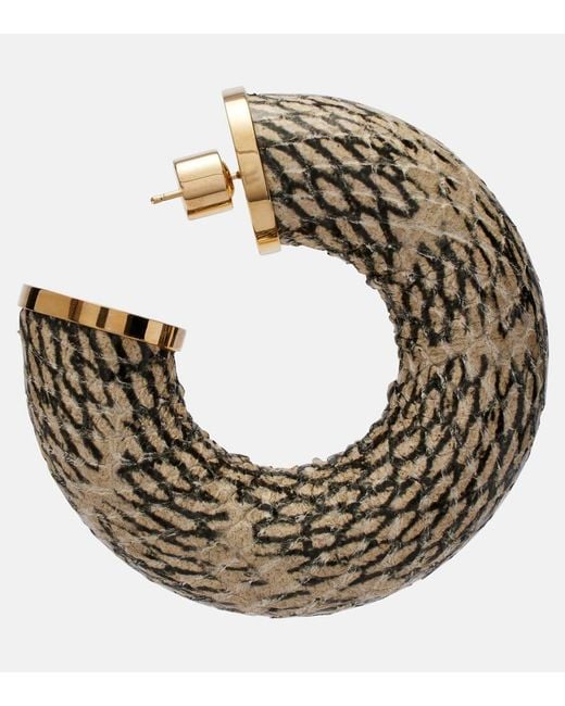 Jacquemus Metallic The Mojave Snake-Effect Hoop Earrings