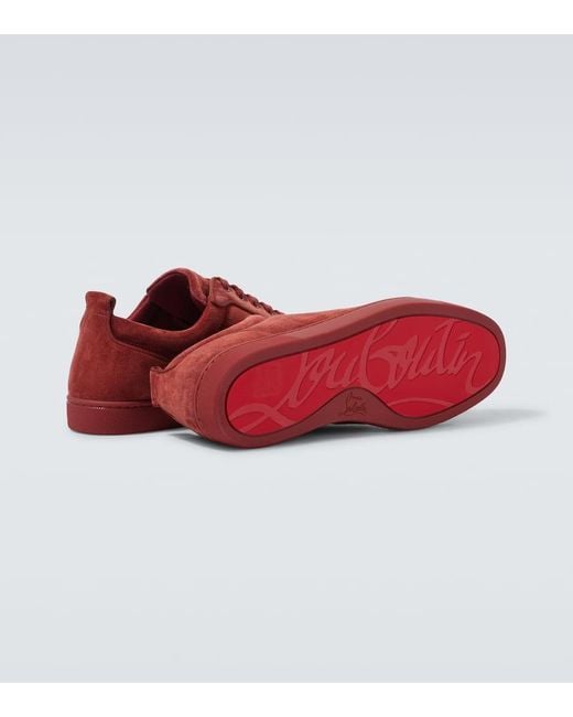 Baskets Louis Junior Spikes En Daim Christian Louboutin pour homme en coloris Red