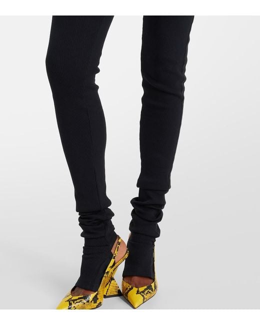 The Attico Blue High-Rise Cotton Jersey Stirrup Leggings