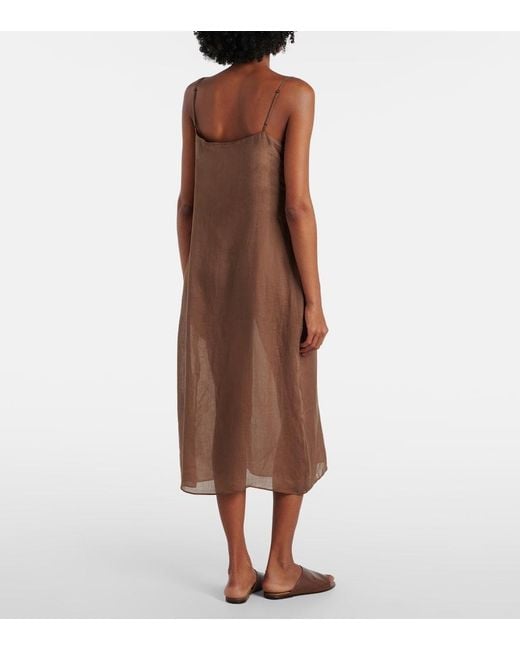 Leset Brown Niko Ramie Midi Dress