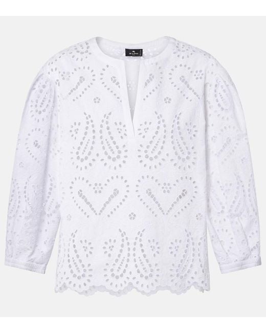 Etro White Cotton-Blend Top