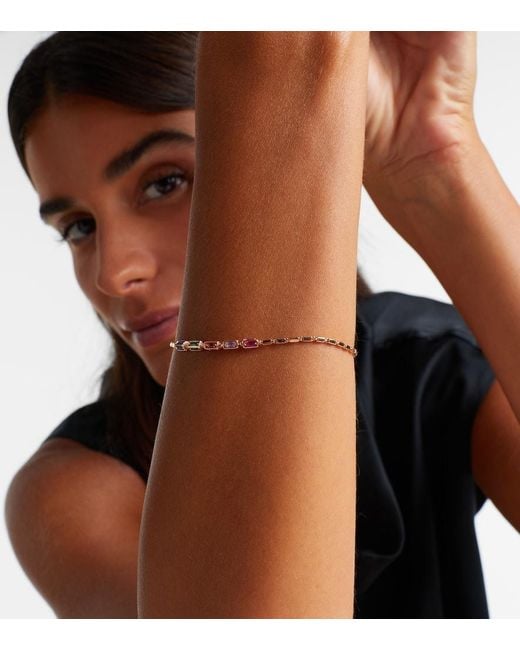 Suzanne Kalan Metallic Block-Chain Mini 18Kt Rose Bangle With Sapphires