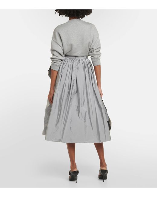 Alexander McQueen Gray Bow-detail Pleated Midi Skirt