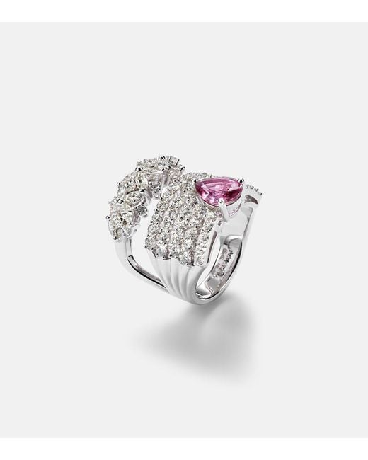 YEPREM White Reign Supreme 18Kt Ring With Diamonds And Sapphire