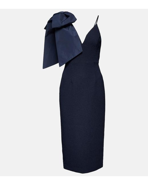 Rebecca Vallance Blue Bon Ami Feather-trimmed Crepe Gown
