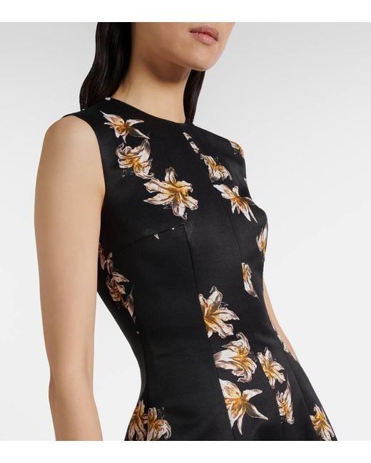Robe Midi Mara En Satin A Fleurs Emilia Wickstead en coloris Black