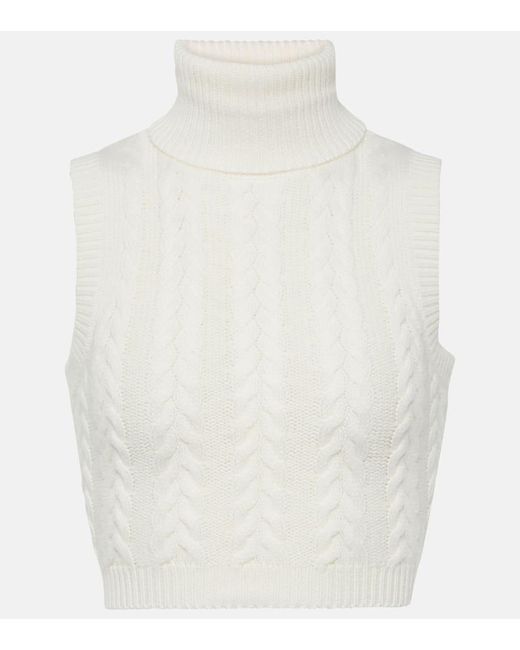 Max Mara White Oscuro Wool And Cashmere Turtleneck Top