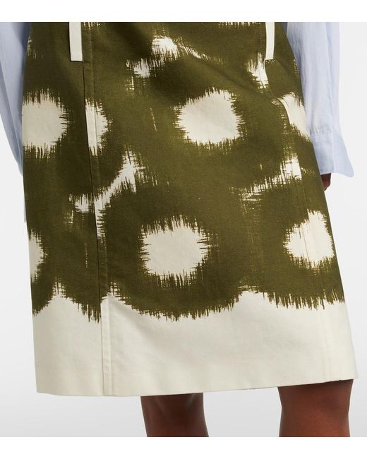 Prada Green Tie-Dye Cotton Canvas Midi Skirt