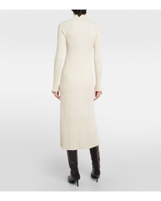 Proenza Schouler Natural Carmen Ribbed-knit High-neck Midi Dress