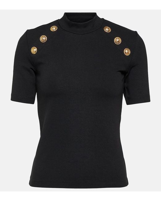 Balmain Black Raglan Stretch T-Shirt