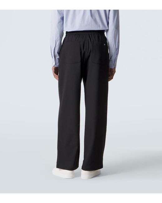 AMI Black Virgin Wool Gabardine Straight Pants for men