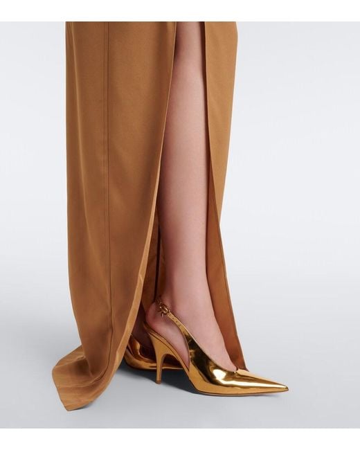 Taller Marmo Natural Brooks Scarf-Detail Crepe Cady Maxi Dress
