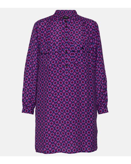 A.P.C. Purple Mathilde Printed Shirt Dress