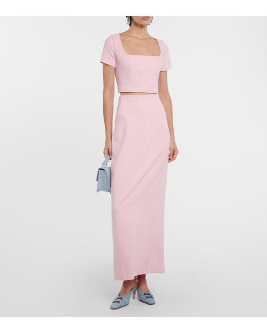 Staud Pink Jeremiah High-Rise Maxi Skirt