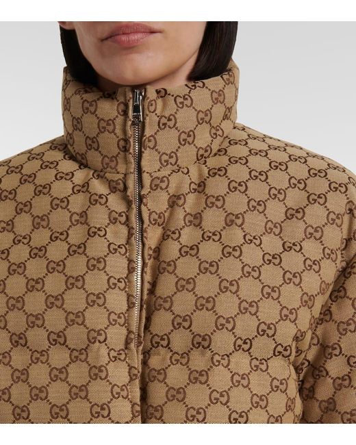 Gucci Brown Gg Canvas Down Jacket