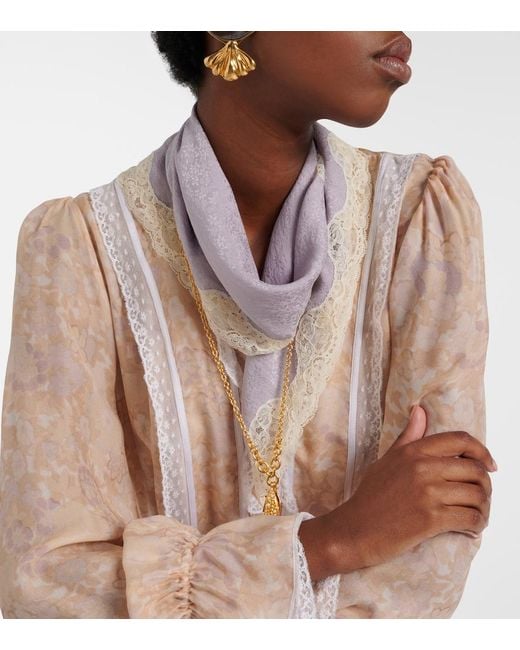 Chloé Purple Printed Silk Jacquard Scarf
