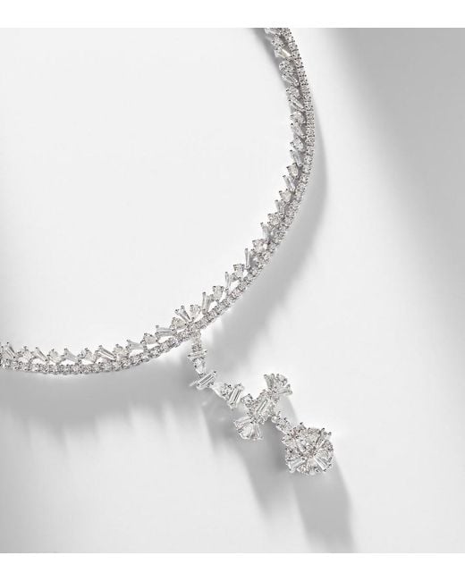 YEPREM Metallic Y-Couture 18Kt Pendant Necklace With Diamonds
