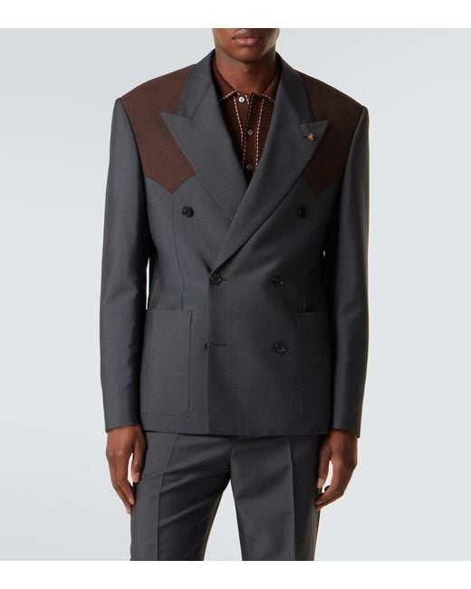 Versace Blue Medusa Wool And Mohair Blazer for men