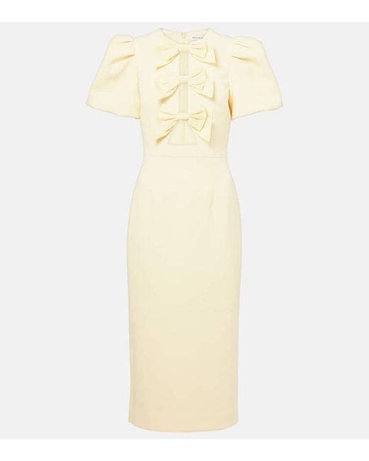 Rebecca Vallance Metallic Annabelle Bow-Detail Crepe Midi Dress