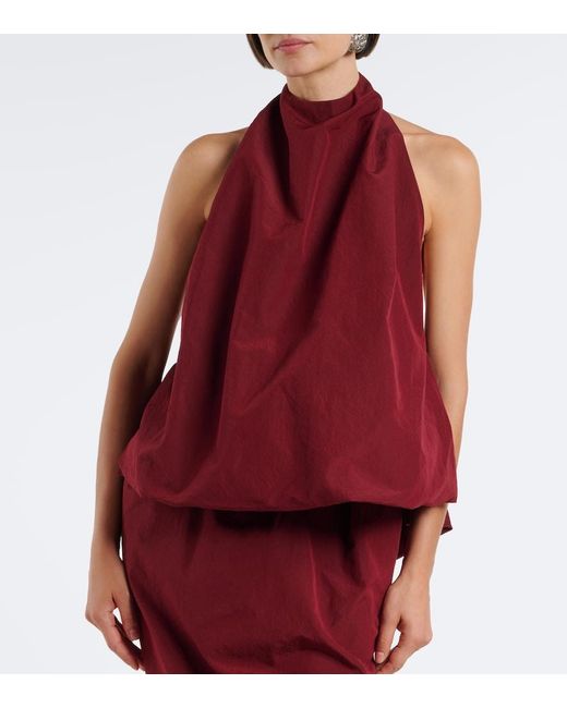 Magda Butrym Red Halterneck Cotton And Silk Top