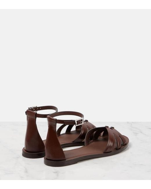 Max Mara Brown Doublefla Leather Sandals