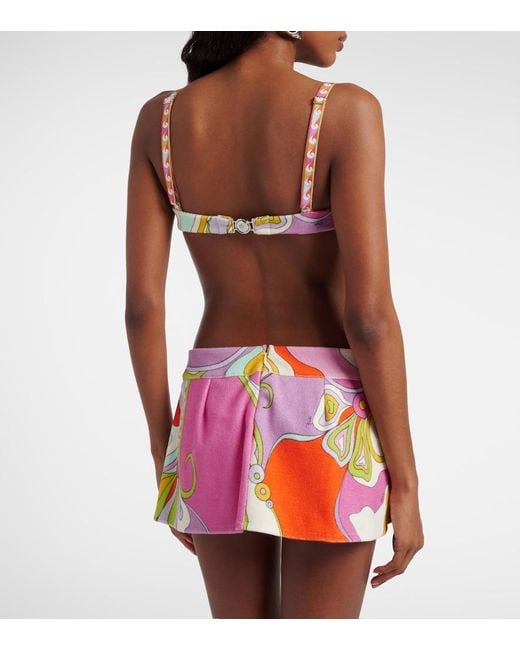 Emilio Pucci Pink Orchidee Cotton Terry Bikini Top