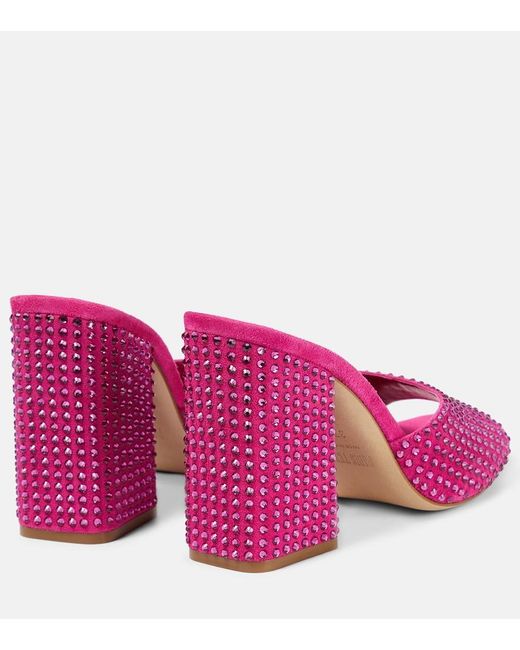 Paris Texas Pink Holly Anja Embellished Suede Mules