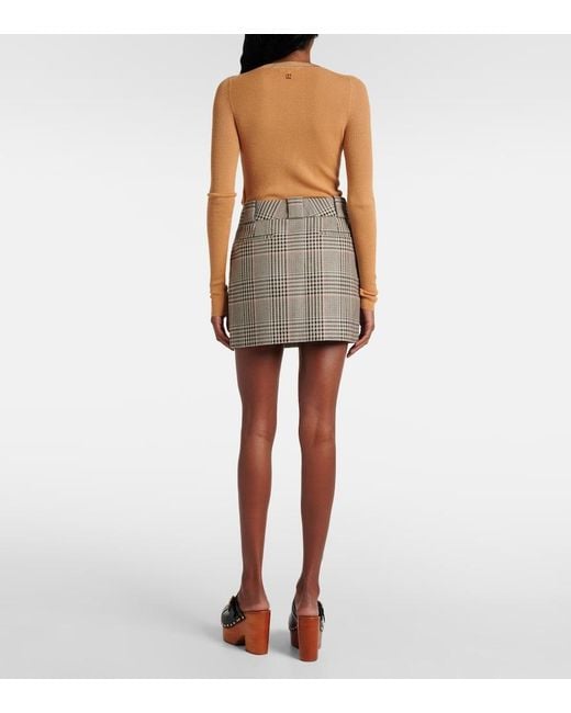 Chloé Gray Checked Wool Miniskirt