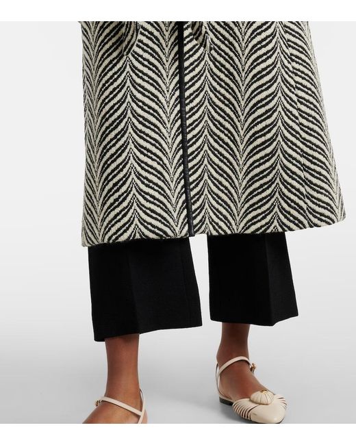 Valentino Gray Vgold Shearling-Trimmed Wool-Blend Coat
