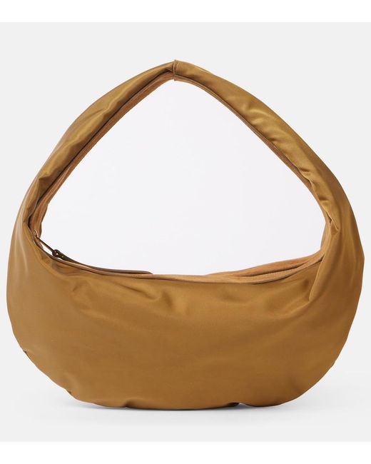 Khaite Brown Olivia Medium Suede-Trimmed Shoulder Bag