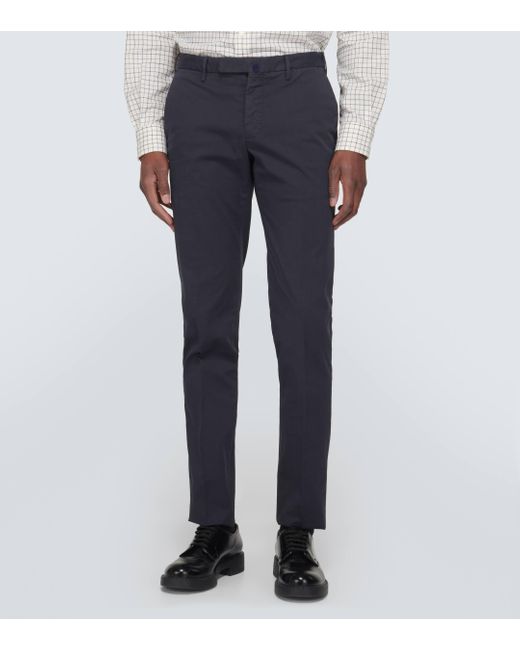 Incotex Blue Cotton-blend Slim Pants for men