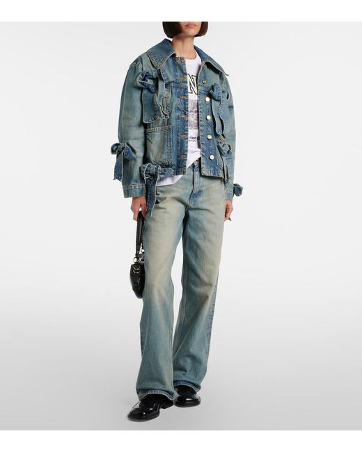 Ganni Blue Bow-Detail Denim Jacket