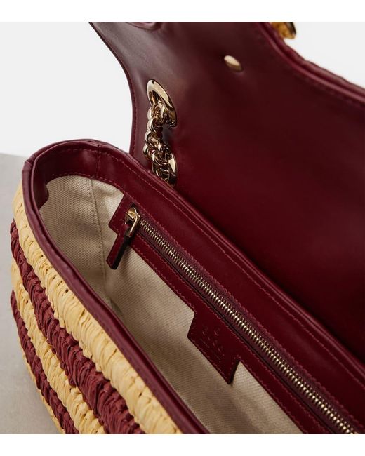 Gucci Brown Gg Marmont Medium Striped Shoulder Bag