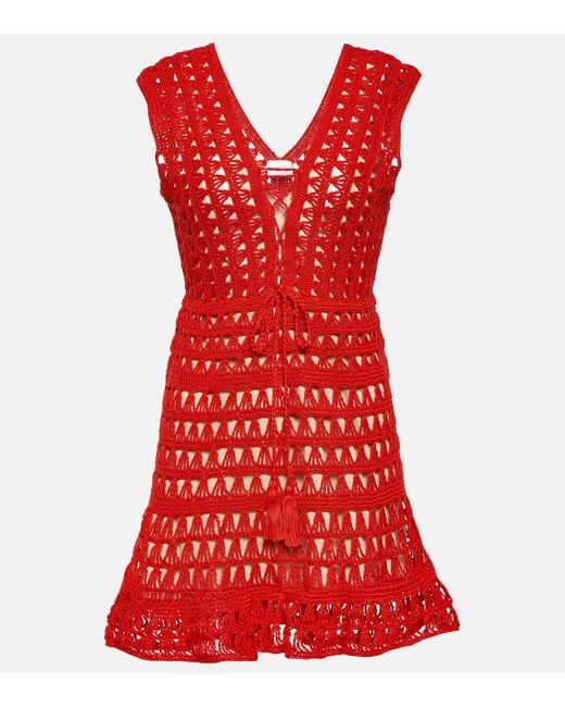 Anna Kosturova Red Jennifer Crochet Minidress