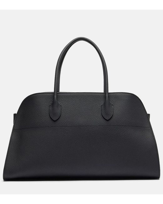 The Row Black Margaux East-West Leather Tote Bag